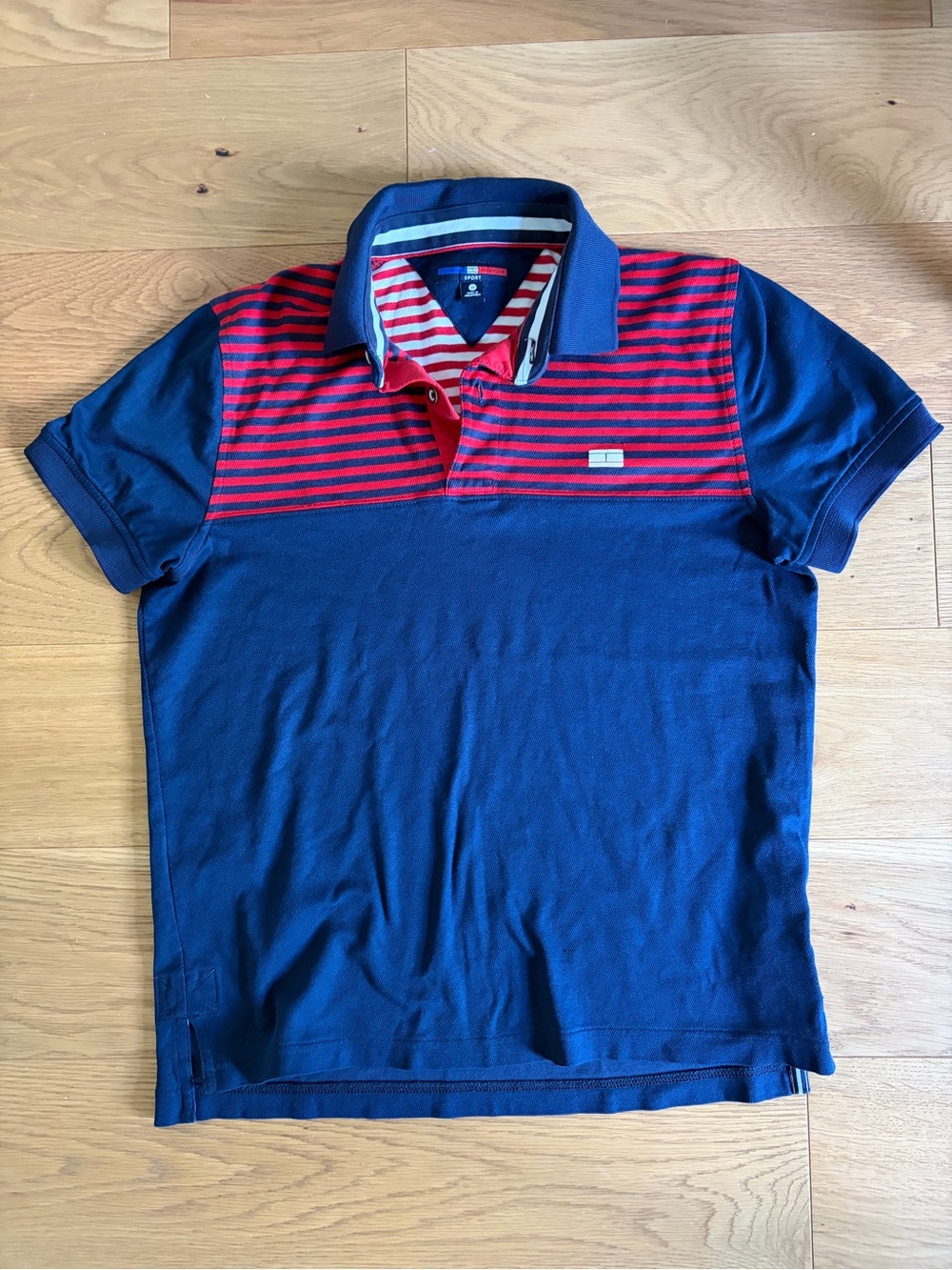 Tommy Hilfiger Red & Navy Striped Polo